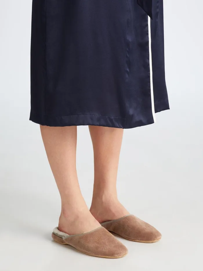 Slippers WomenSlippers Derek Rose Mule Slippers Imogen Suede Sheepskin Camel