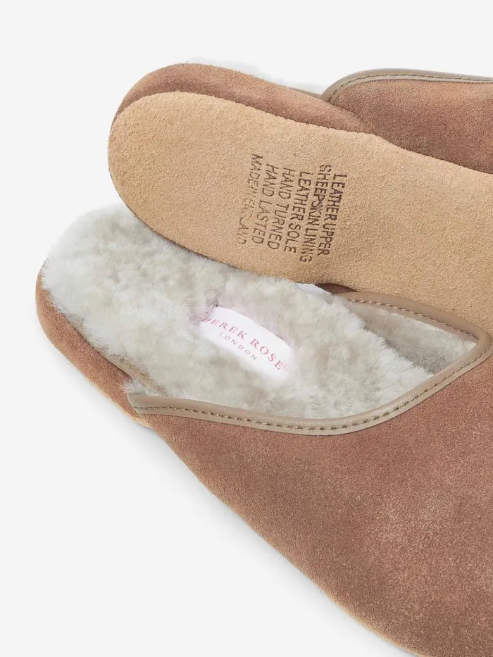 Slippers WomenSlippers Derek Rose Mule Slippers Imogen Suede Sheepskin Camel