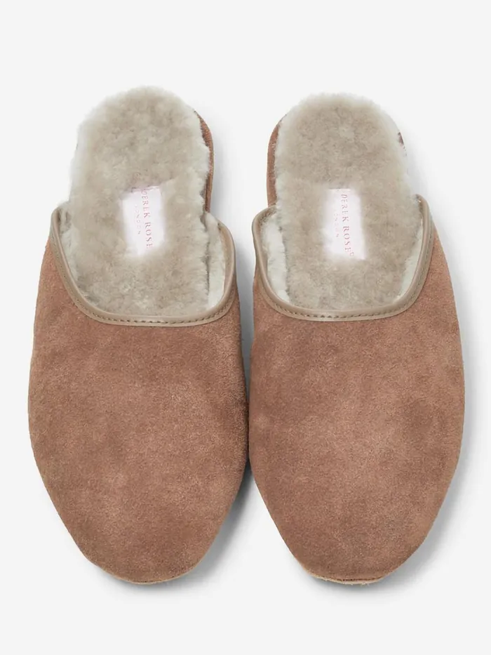 Slippers WomenSlippers Derek Rose Mule Slippers Imogen Suede Sheepskin Camel