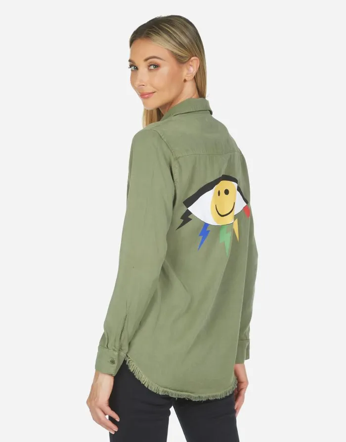 Sloane Color Punk Happy Eye Military Women Lauren Moshi Long Sleeve