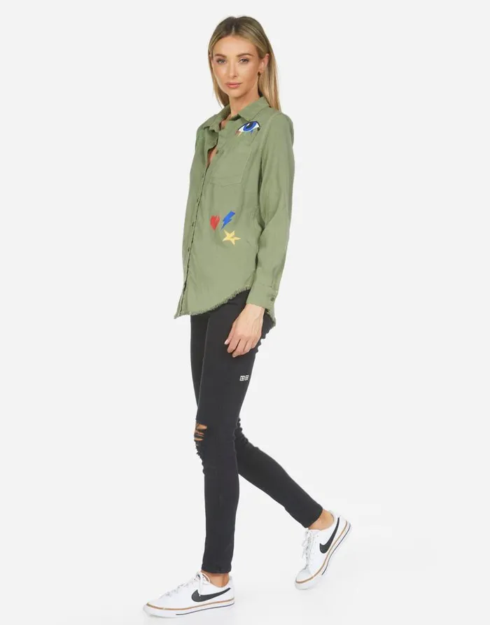 Sloane Color Punk Happy Eye Military Women Lauren Moshi Long Sleeve
