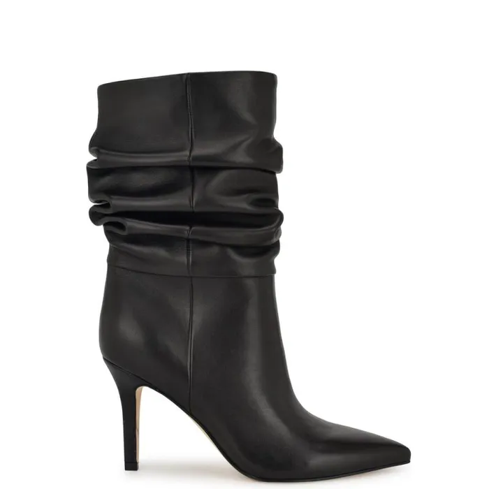 Slouch Dress Booties Black Leather Women Nine West Boots and Booties