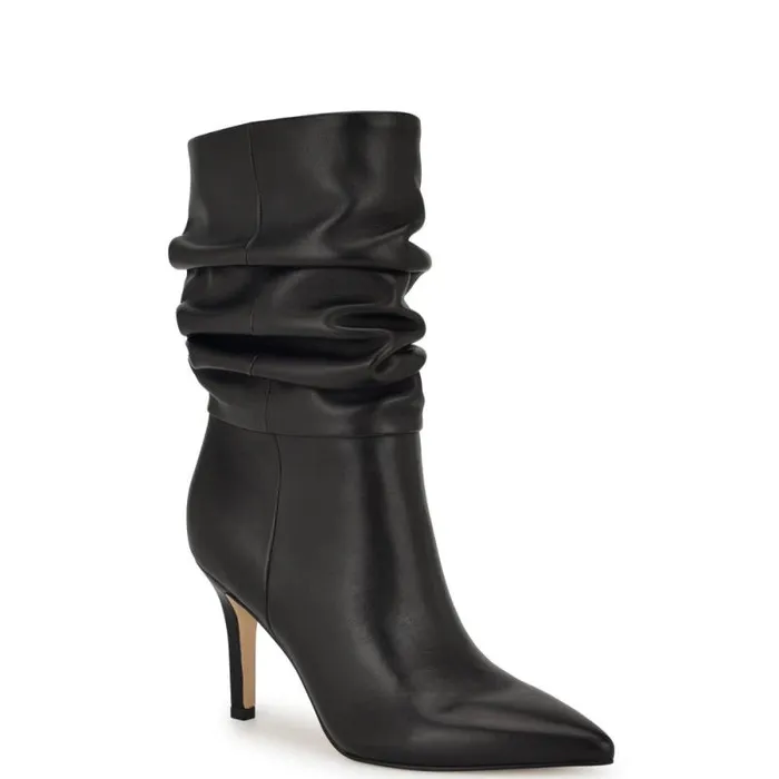 Slouch Dress Booties Black Leather Women Nine West Boots and Booties