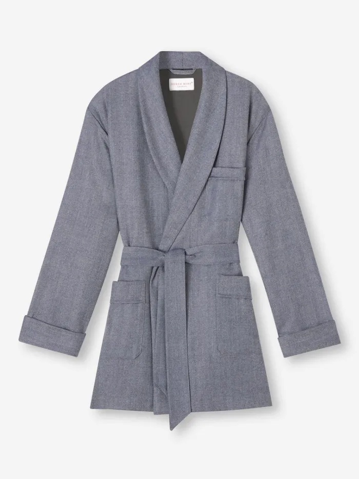 Smoking Jackets Men Derek Rose Smoking Jacket Lincoln 11 Wool Navy