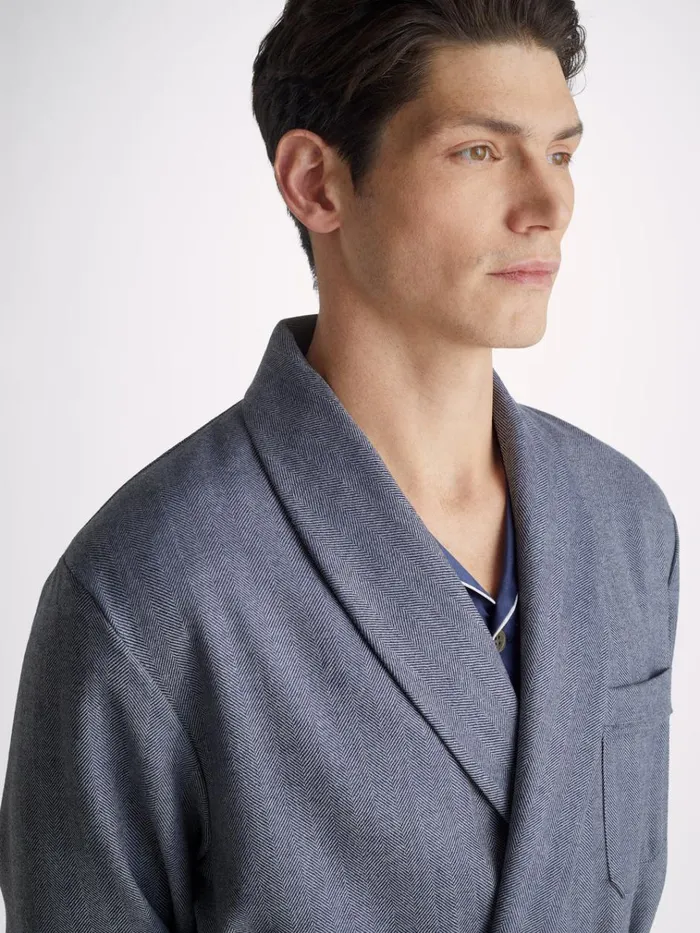 Smoking Jackets Men Derek Rose Smoking Jacket Lincoln 11 Wool Navy