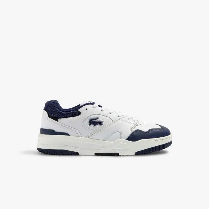 Sneakers Men Lacoste Mens Lineshot Mesh Collar Leather Sneakers White Navy 042