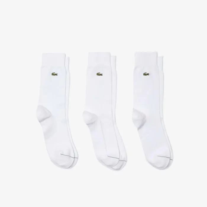 Socks MenWomen Lacoste Unisex 3Pack HighCut Socks White 001
