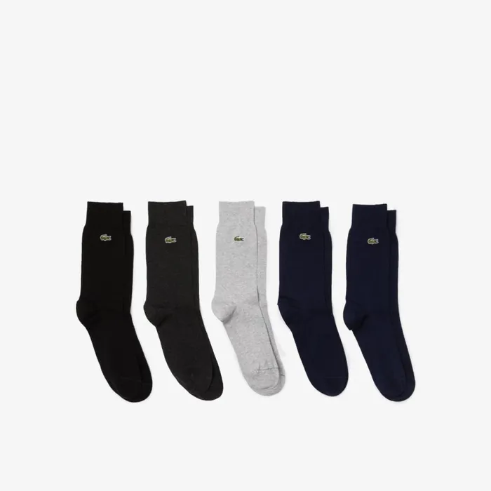 Socks MenWomen Lacoste Unisex 5Pack HighCut Organic Cotton Socks Navy Blue Grey Chine Grey Black C0u Socks MenWomen Lacoste Unisex 5Pack HighCut Organic Cotton Socks Navy Blue Grey Chine Grey Black C0u