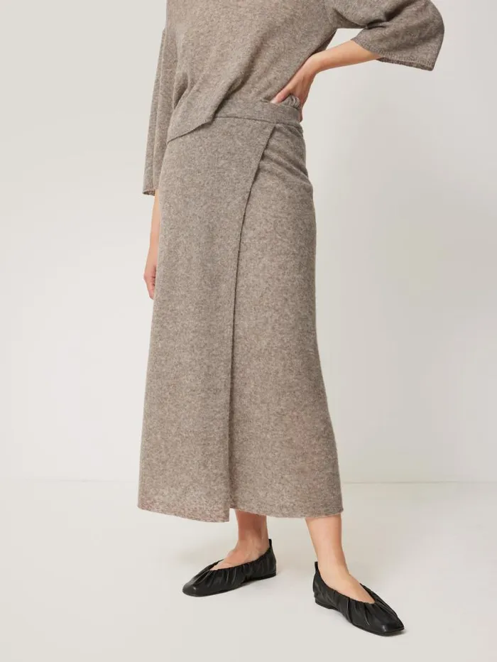 Soft Gauzy Knit Skirt Taupe Women Jigsaw Knitwear and Cashmere