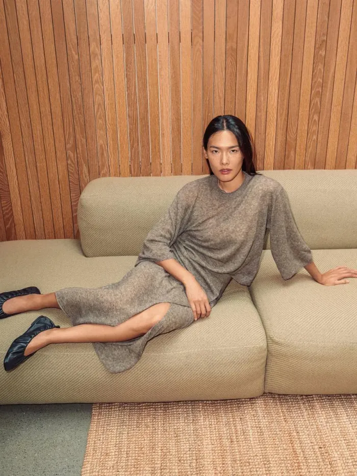 Soft Gauzy Knit Skirt Taupe Women Jigsaw Knitwear and Cashmere