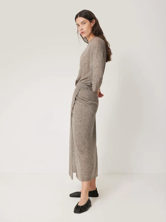 Soft Gauzy Knit Skirt Taupe Women Jigsaw Knitwear and Cashmere