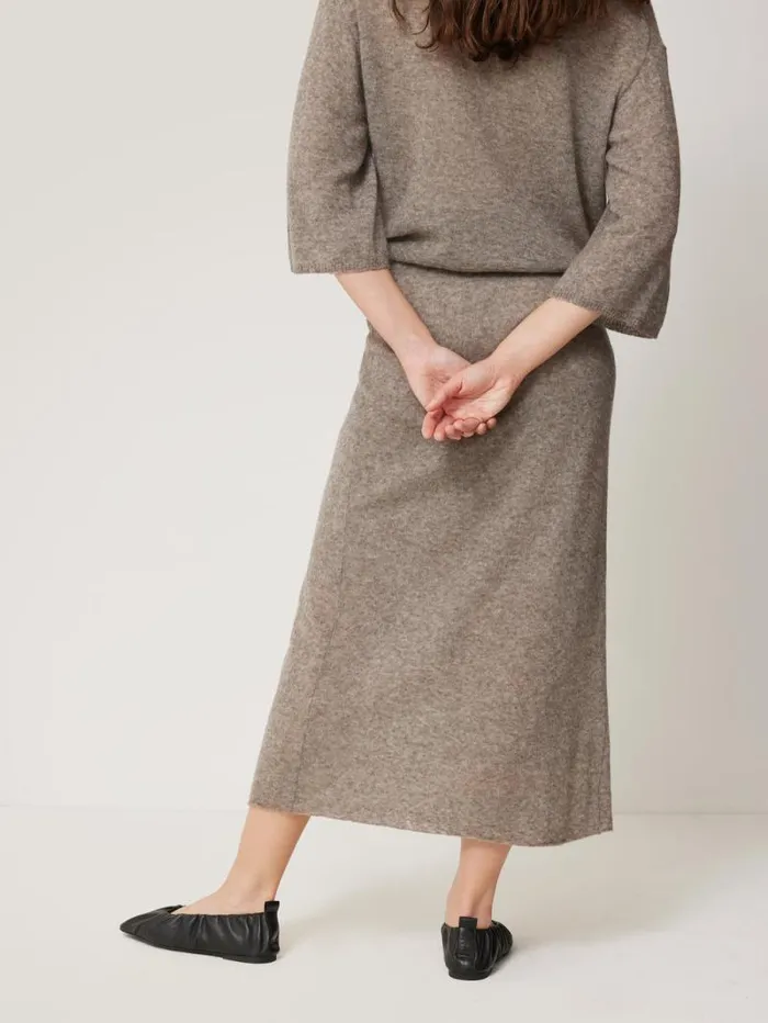 Soft Gauzy Knit Skirt Taupe Women Jigsaw Knitwear and Cashmere
