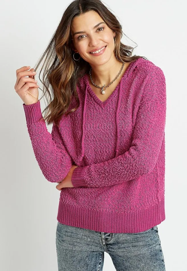 Solid Hooded Pullover Sweater Women Maurices Tops