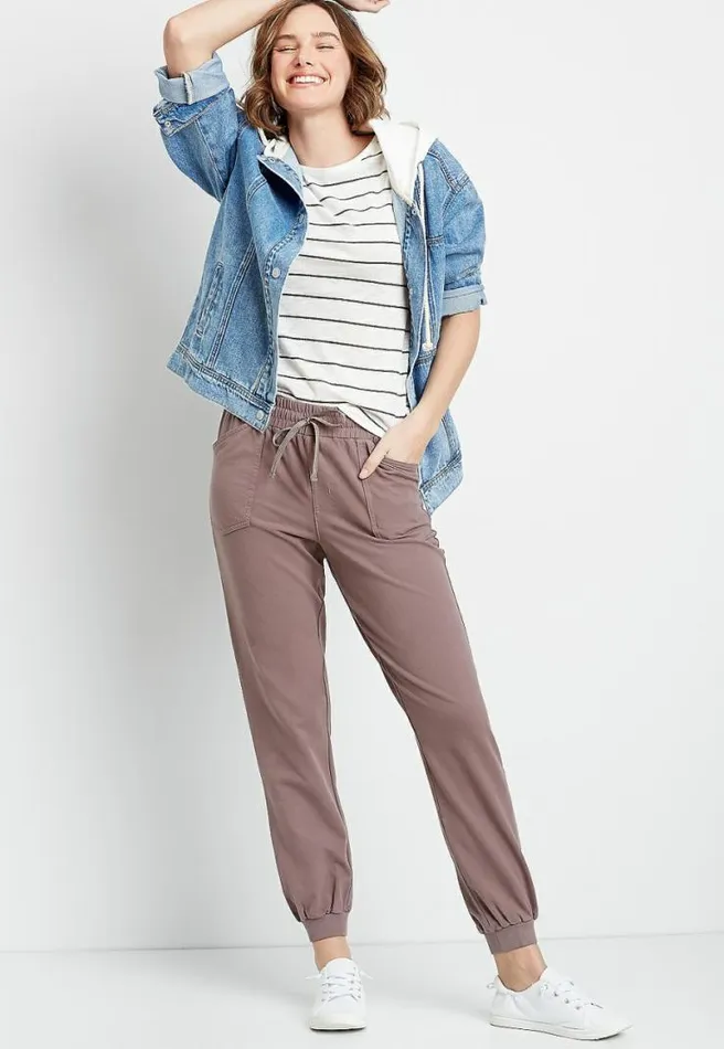 Solid Knit Twill Jogger Pant Women Maurices Bottoms