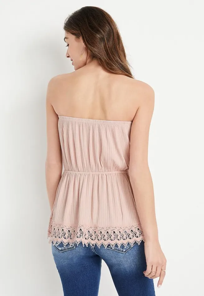 Solid Lace Peplum Tube Top Women Maurices Tops