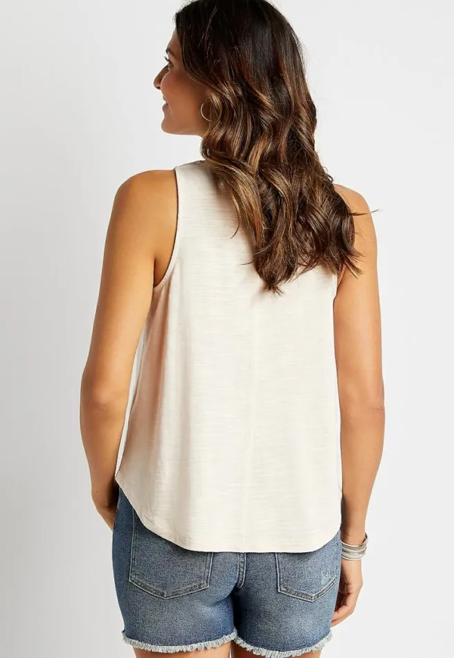 Solid Macrame High Neck Tank Top Women Maurices Tops
