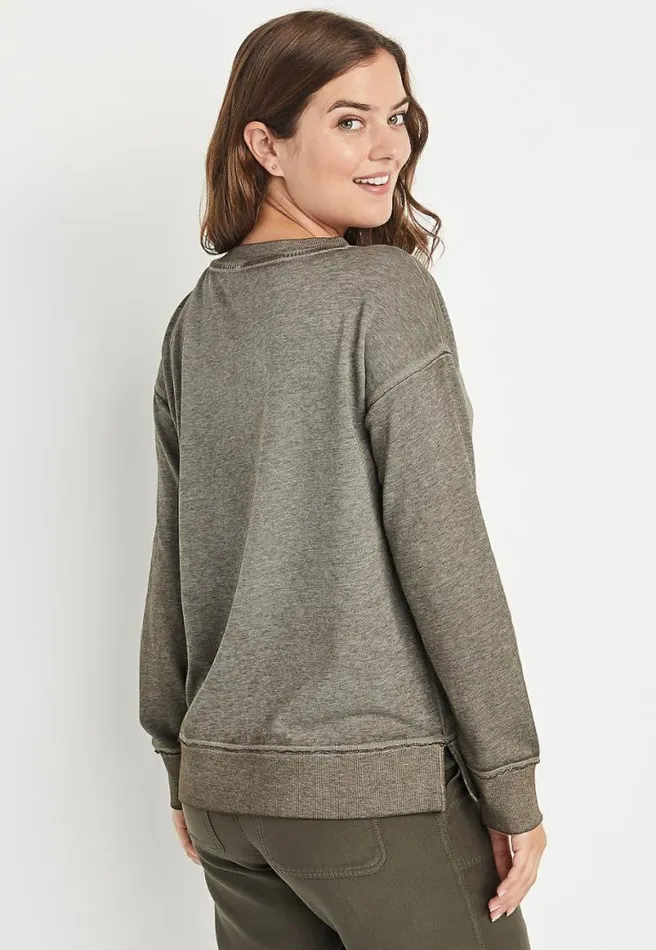 Solid V Neck Sweatshirt Women Maurices Tops