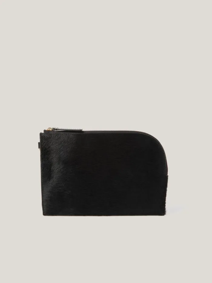 Sophia Calf Hair Pouch Black Women Jigsaw Bags