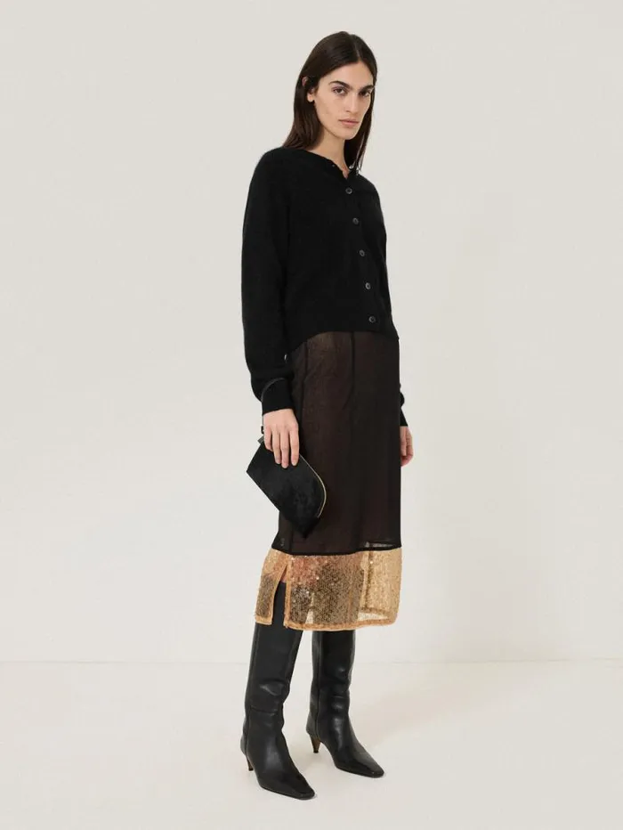 Sophia Calf Hair Pouch Black Women Jigsaw Bags
