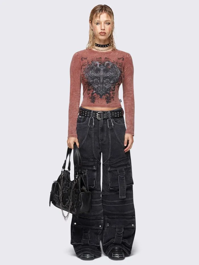 Soul Of Shadows Washed Top Women Minga London Tops and TShirts