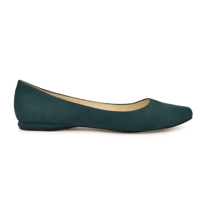 Speakup Almond Toe Flats Dark Green Women Nine West Flats