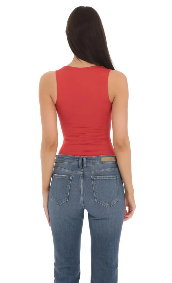 Square Neck Bodysuit Red Women LUCY IN THE SKY Bodysuits Square Neck Bodysuit Red Women LUCY IN THE SKY Bodysuits