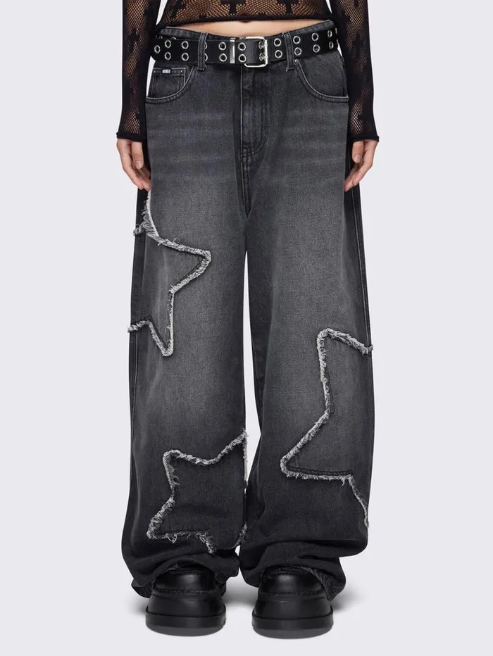 Starburst Black Baggy Jeans Women Minga London Bottoms