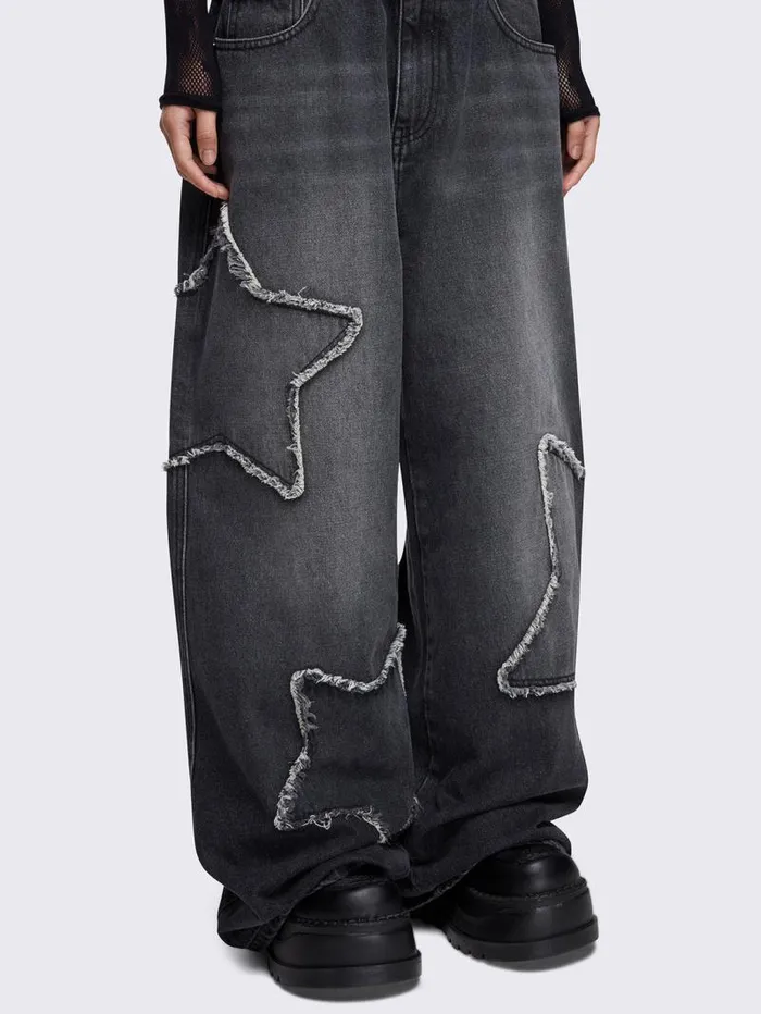 Starburst Black Baggy Jeans Women Minga London Bottoms