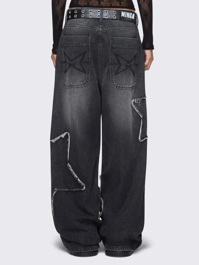 Starburst Black Baggy Jeans Women Minga London Bottoms