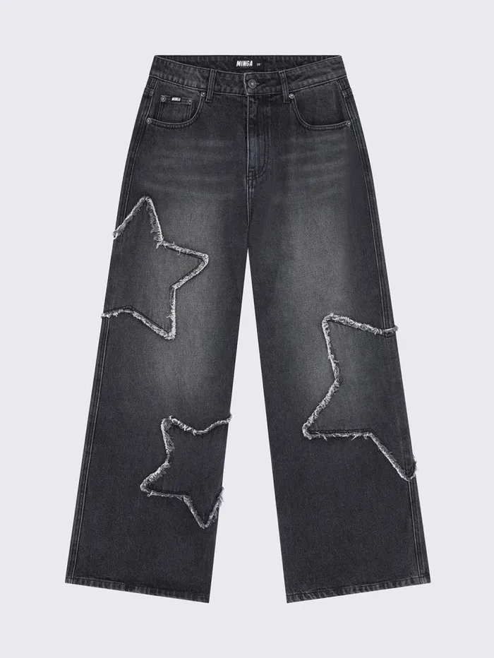 Starburst Black Baggy Jeans Women Minga London Bottoms