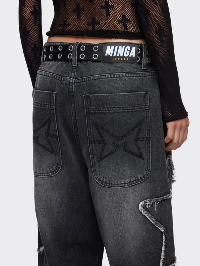 Starburst Black Baggy Jeans Women Minga London Bottoms