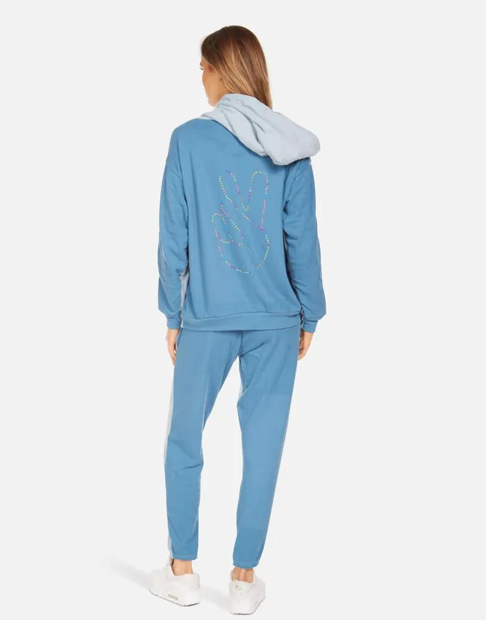 Stephanie X Neon Stud Peace Dusty Blue Teal Sky Women Lauren Moshi Hoodies
