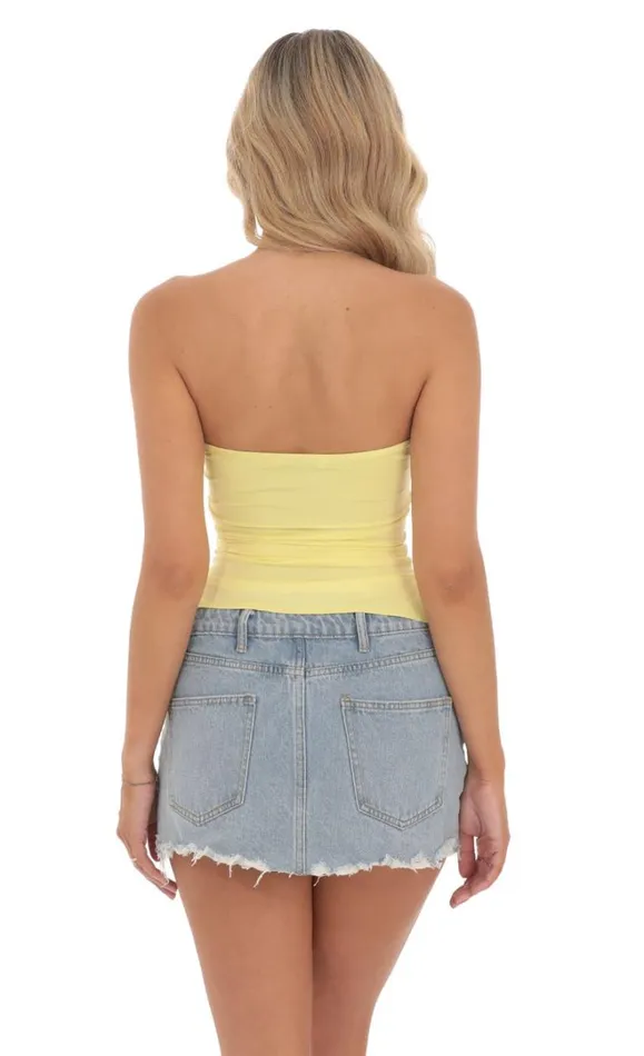 Strapless Slits Top Yellow Women LUCY IN THE SKY Tops Strapless Slits Top Yellow Women LUCY IN THE SKY Tops