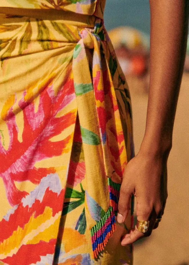 Summer Forest Yellow Bia Midi Skirt Women FARM Rio Skirts