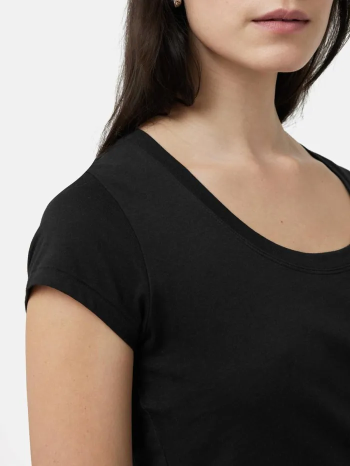 Supima Cotton Scoop Neck Tee Black Women Jigsaw Shirts and Tops