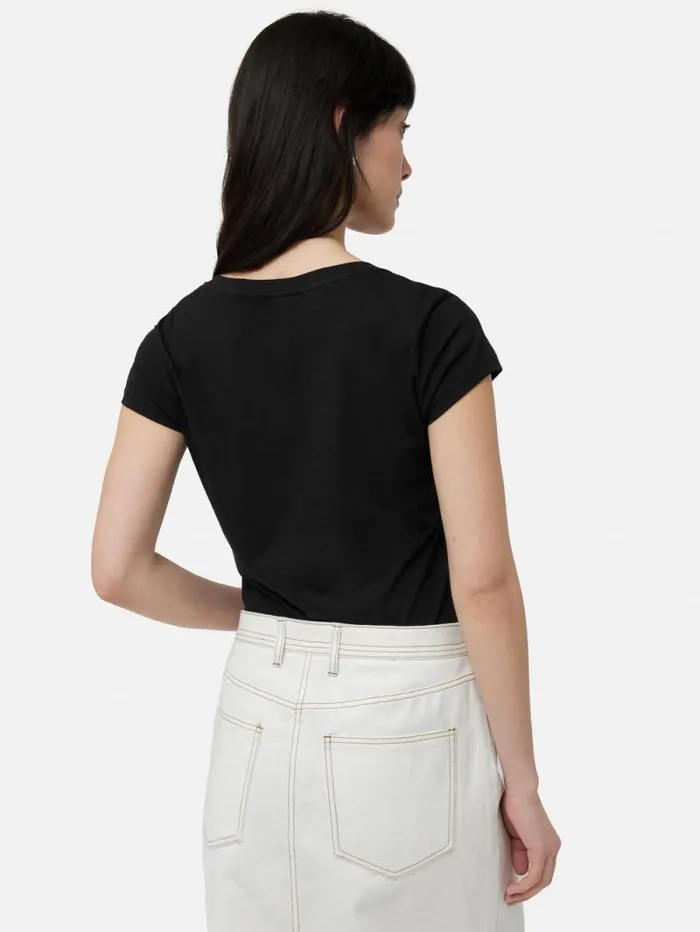 Supima Cotton Scoop Neck Tee Black Women Jigsaw Shirts and Tops