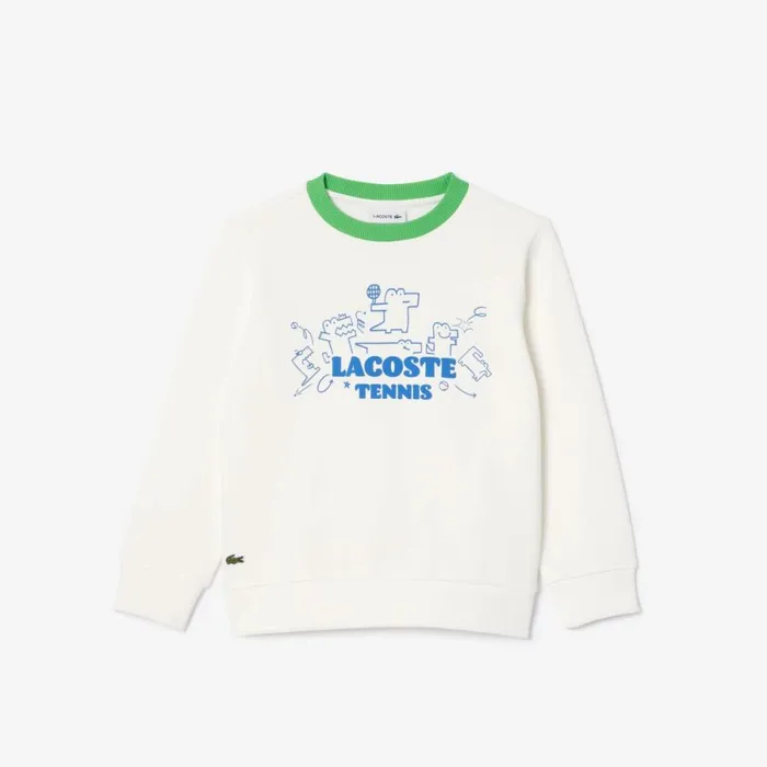 Sweaters and Sweatshirts Kids Lacoste Kids039 Printed Crew Neck Fleece Sweatshirt White 2cq Sweaters and Sweatshirts Kids Lacoste Kids039 Printed Crew Neck Fleece Sweatshirt White 2cq