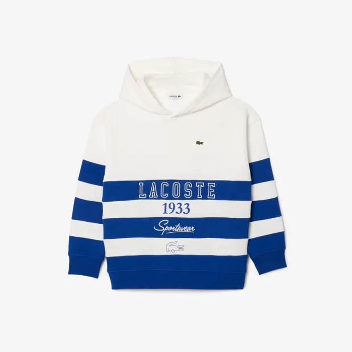 Sweaters and Sweatshirts Kids Lacoste Kids039 Striped Fleece Hoodie White Navy Blue X5v Sweaters and Sweatshirts Kids Lacoste Kids039 Striped Fleece Hoodie White Navy Blue X5v