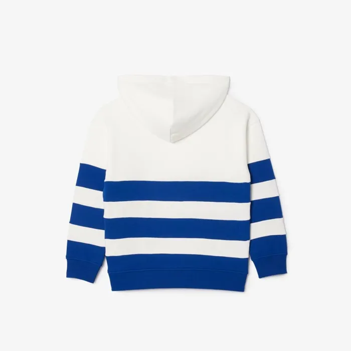 Sweaters and Sweatshirts Kids Lacoste Kids039 Striped Fleece Hoodie White Navy Blue X5v