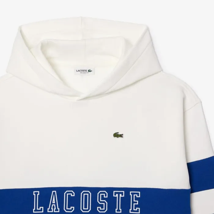 Sweaters and Sweatshirts Kids Lacoste Kids039 Striped Fleece Hoodie White Navy Blue X5v