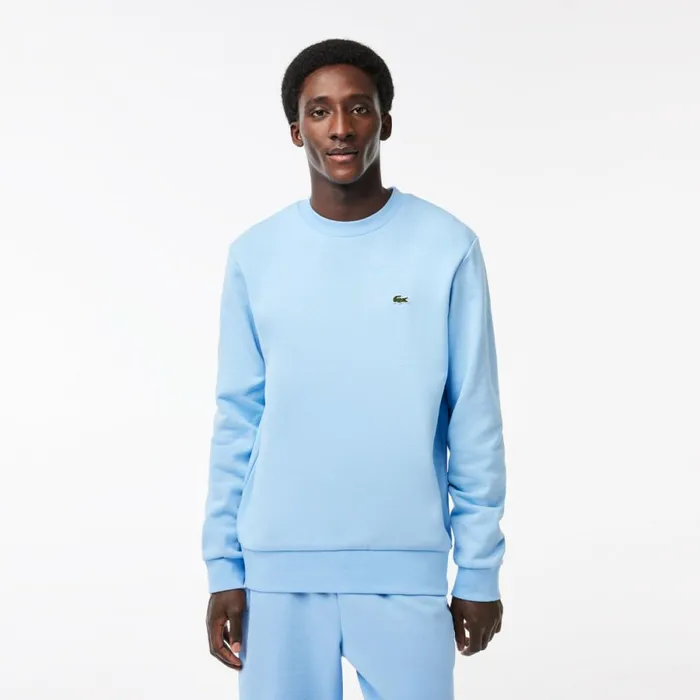 Sweaters and Sweatshirts Men Lacoste Men039s Brushed Fleece Sweatshirt Pastel Blue Hbp