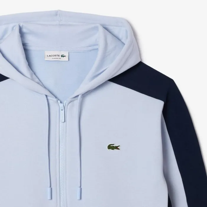 Sweaters and Sweatshirts Men Lacoste Men039s Colorblock Hoodie Light Blue Navy Blue White Ihi