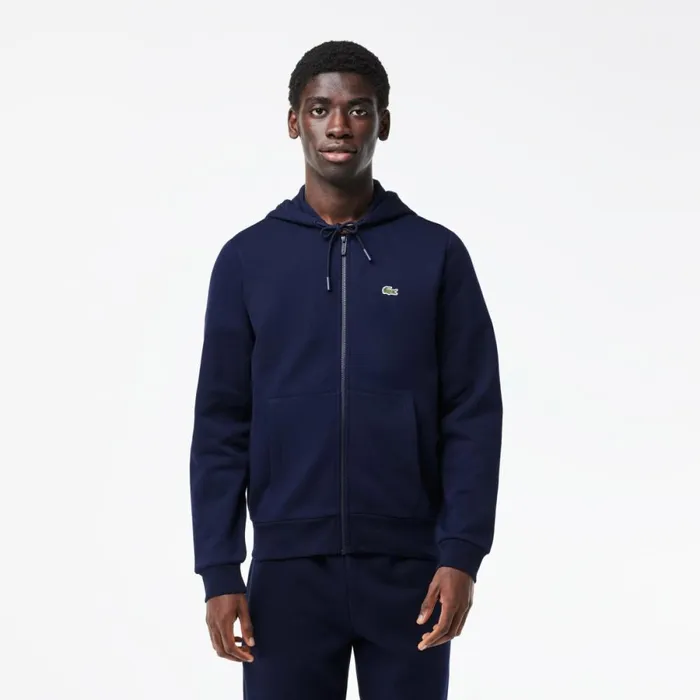 Sweaters and Sweatshirts Men Lacoste Men039s Fleece ZipUp Hoodie Navy Blue 166