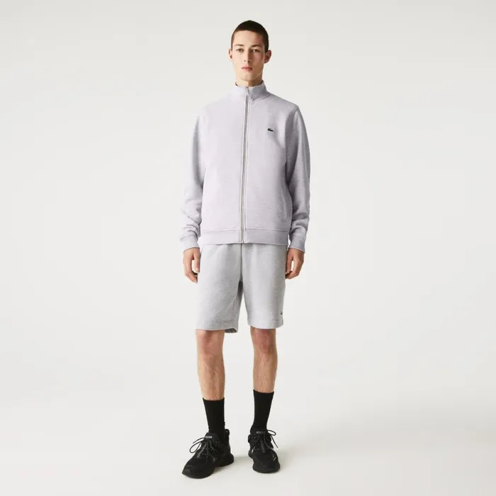 Sweaters and Sweatshirts Men Lacoste Men039s ZipUp Piqu Fleece Jacket Grey Chine Cca