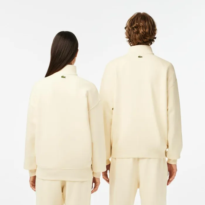 Sweaters and Sweatshirts MenWomen Lacoste Unisex Organic Cotton QuarterZip Sweatshirt Cream Xfj