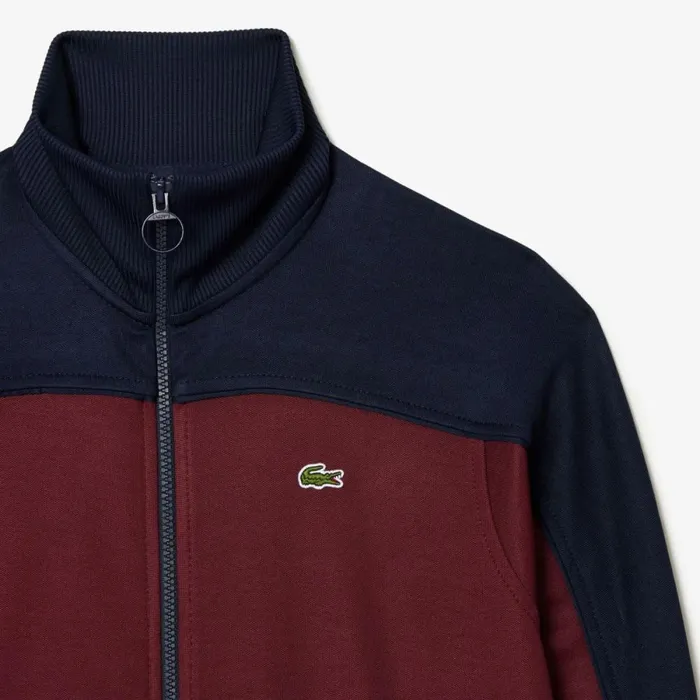 Sweaters and Sweatshirts Women Lacoste Women039s Paris Colorblock ZipUp Sweatshirt Bordeaux Navy Blue Lgi