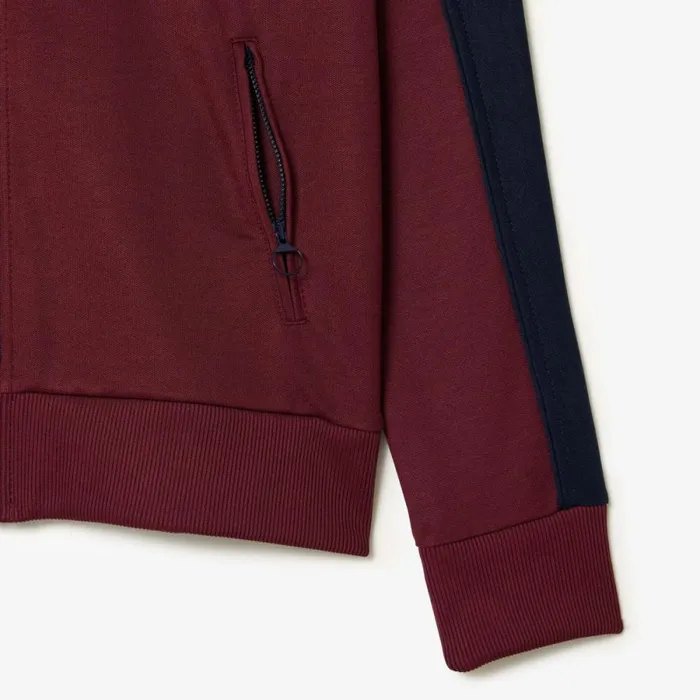 Sweaters and Sweatshirts Women Lacoste Women039s Paris Colorblock ZipUp Sweatshirt Bordeaux Navy Blue Lgi