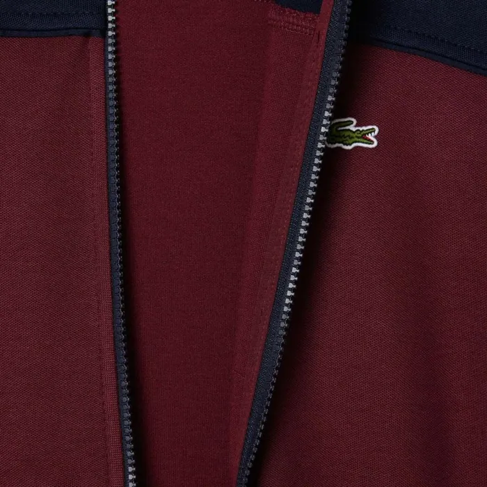 Sweaters and Sweatshirts Women Lacoste Women039s Paris Colorblock ZipUp Sweatshirt Bordeaux Navy Blue Lgi