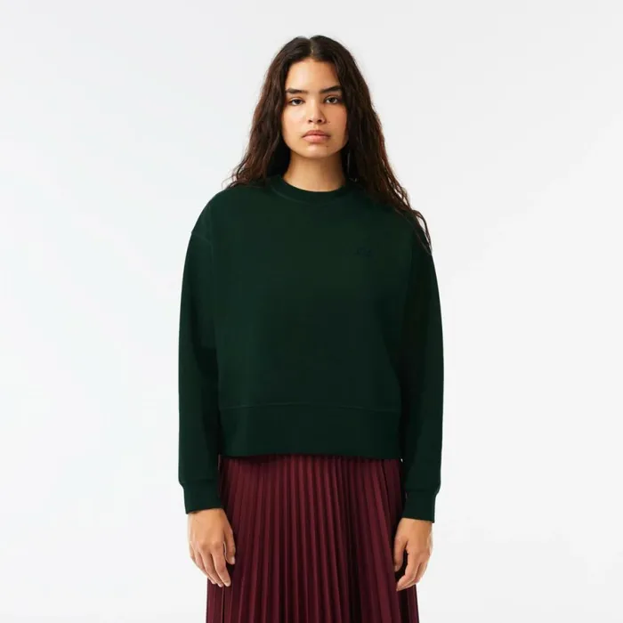 Sweaters and Sweatshirts Women Lacoste Womens Crew Neck Sweatshirt Forest Green Yzp