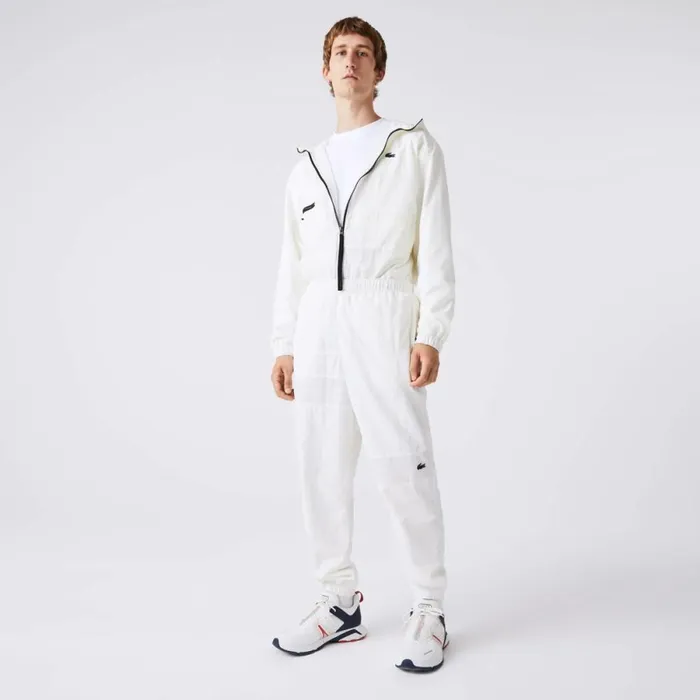 Sweatpants and Trousers Men Lacoste Men039s Patchwork WaterRepellent Joggers White B5l